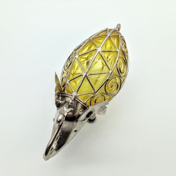 Vintage Golden Amber Glass Silver Metal Caged Elephant - Picture 5 of 10